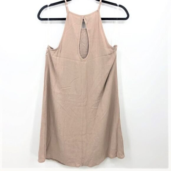 Socialite Tan Spaghetti Straps Crochet Lace Dress - Picture 2 of 2